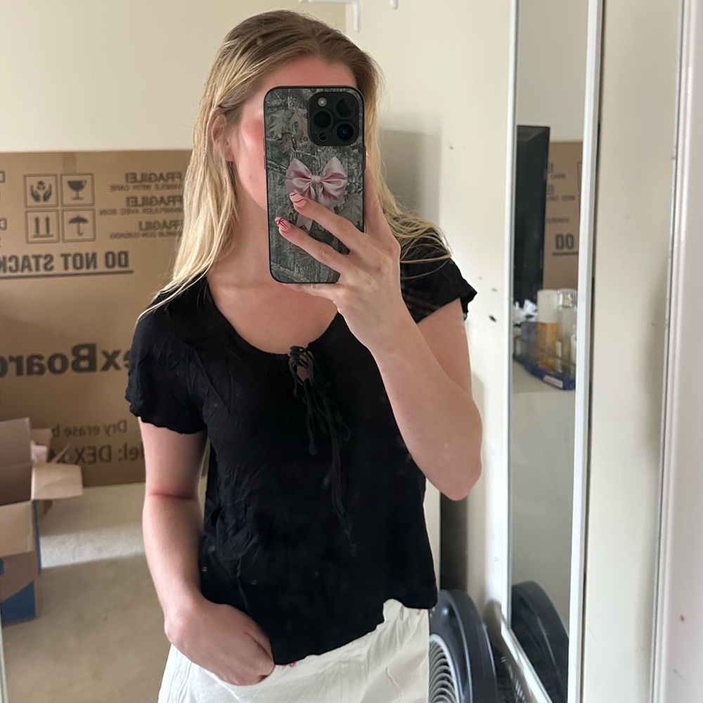 DON’T ASK WHY Black Short Sleeve Top Blouse